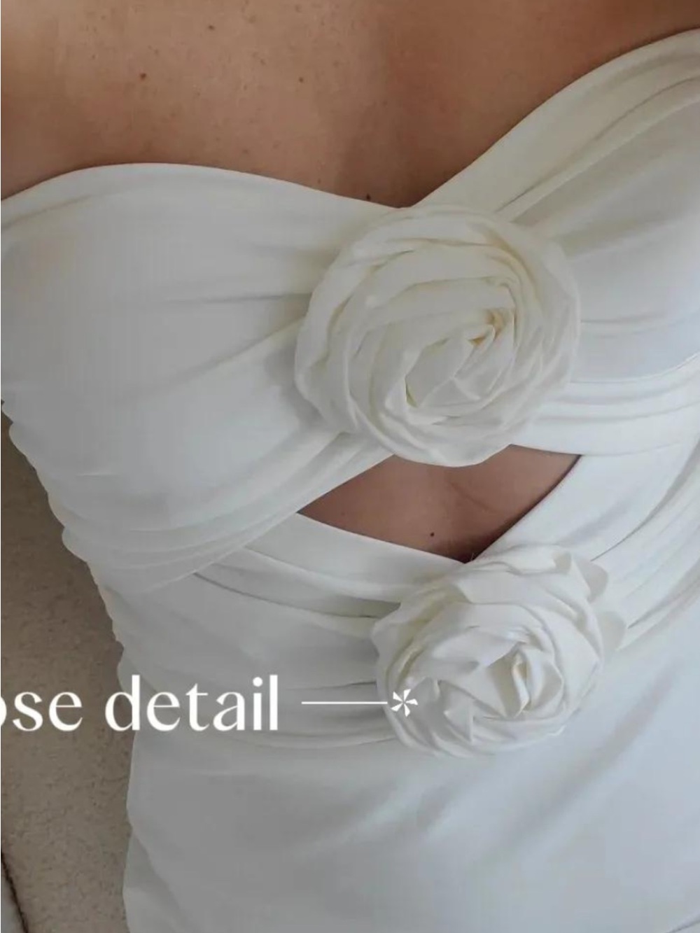 Torn by Ronny Kobo White Strapless Dress with Rosette Accents